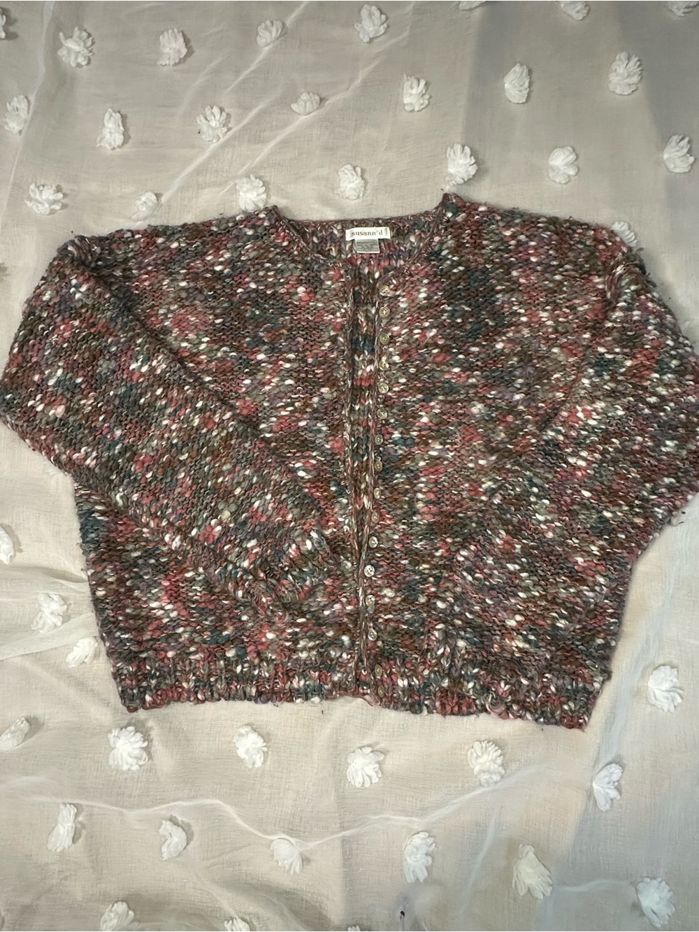 vintage chunky knit button-down cardigan by brand Susann d